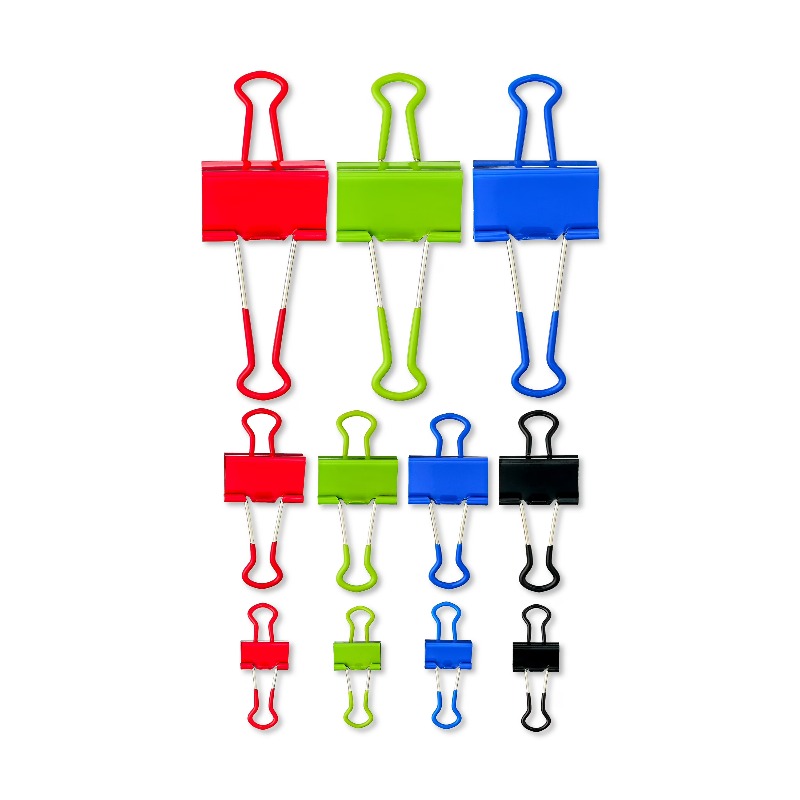 Binder Clip Assorted - Kısa Klipsler, Çeşitli Renkler ve Boyutlar,