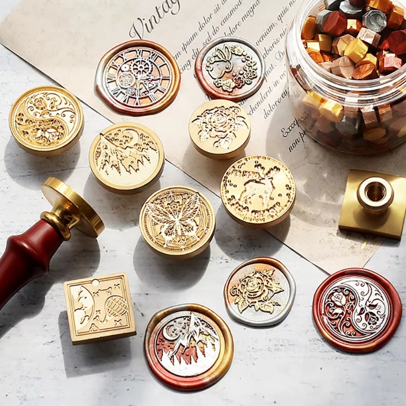 Wax Seal Stamp Kit - 9 Balmumu Mühür + 1 Sap,