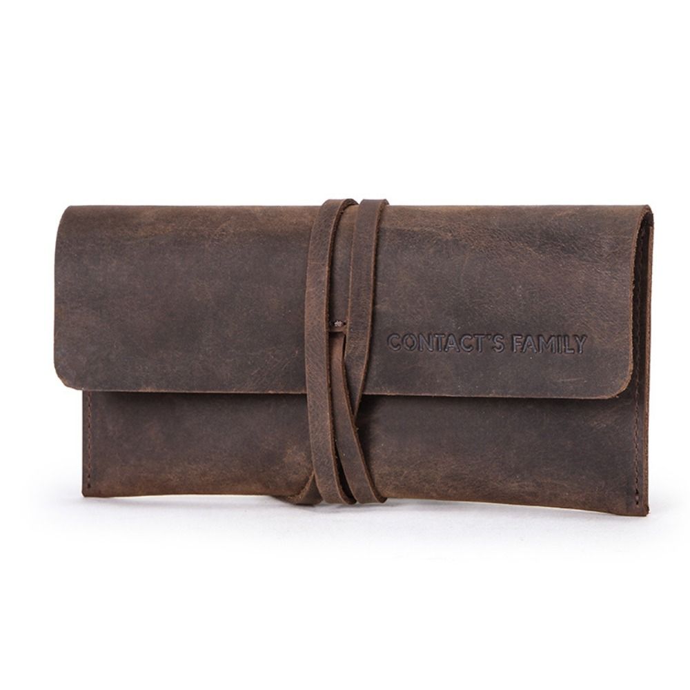 Pen Pouch Roll - Retro Deri Kalem Kutusu, Sarma Kayışlı